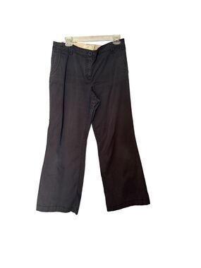 LOFT Navy Wide Leg Trouser Pants Size 12 Chino Coastal Chic Workwear